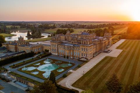 An aerial view of Blenheim Palace in Oxfordshire