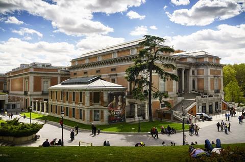 An exterior of the Prado Museum in Madrid