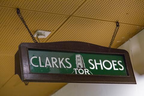A Clarks sign at the Shoemakers Museum