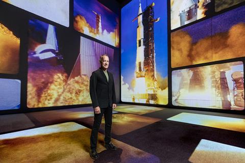 Actor Tom Hanks in the new Moonwalkers immersive experience which has opened in London
