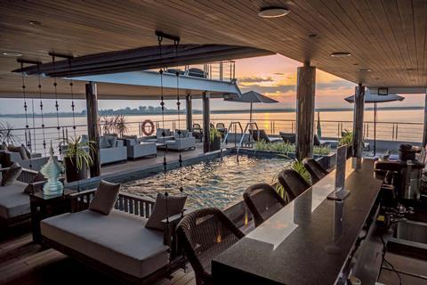 Scenic Aura Vitality Pool at sunset