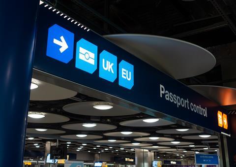 Passport Control and the United KIngdom, UK Border Control at Heathrow Airport Terminal 5, London