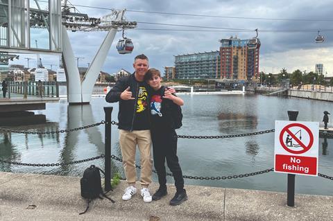 Gareth Davies and his son at the Emirates Cable Car