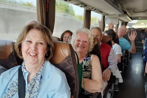 Southend branch of the National Association of Retired Police Officers on the coach going to a theatre performance.