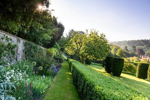 One of the lush gardens at Stonor Park and Gardens in Oxfordshire