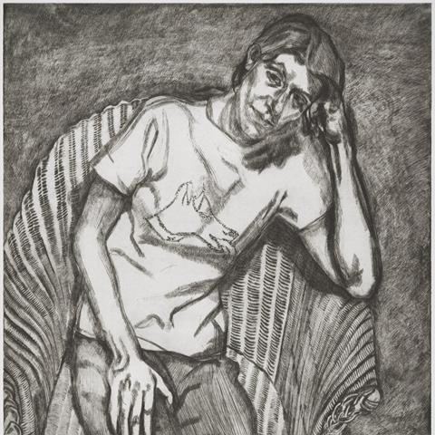 Bella in her Pluto T-Shirt (etching), 1995