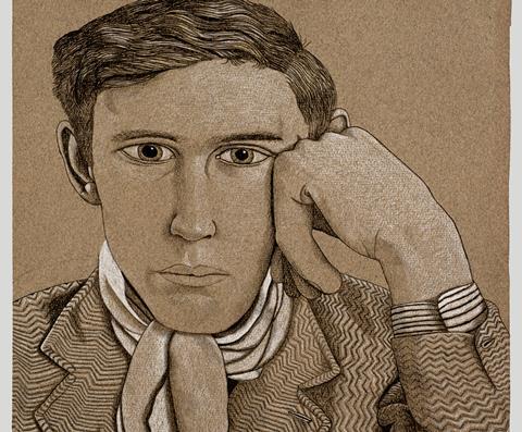 Portrait of a Young Man, 1944, Lucian Freud, Black crayon and chalk on paper