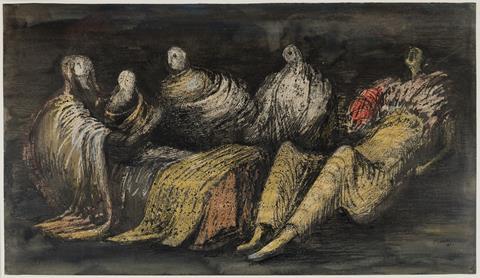 Henry Moore, Group of Draped Figured in a Shelter 1941