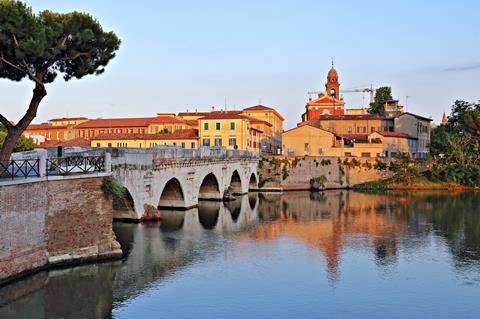 Bridge of Tiberius in Rimini, Italy