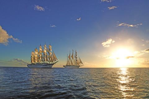 Star Clippers ships at sunset