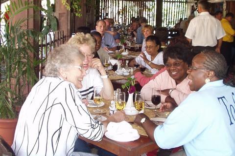 Carlie's group having dinner together