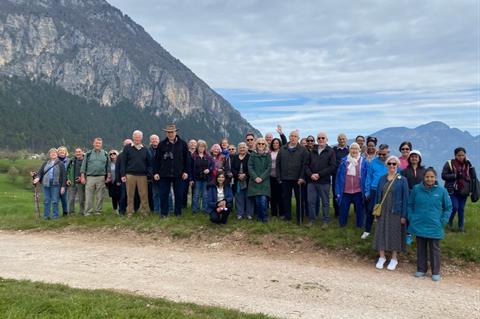 Members of the Thames Valley Tours group on an Italian holiday in the Dolomites.