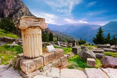 The ancient Greek column in Delphi