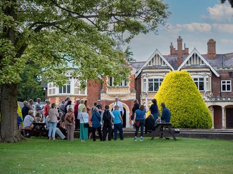 Group of visitors outside Bletchley Park