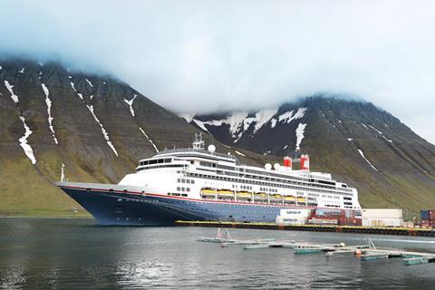 Borealis docked in Ísafjörður, Iceland.