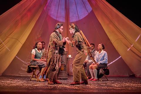 Ed Thorpe (Mr Beaver) Anya De Villiers (Mrs Beaver). Photo by Brinkhoff-Moegenburg