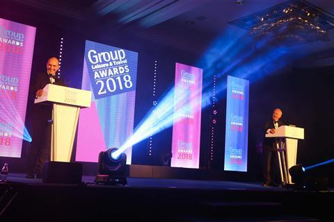 Gyles Brandreth and Rob Yandell presenting the GLT Awards 2018