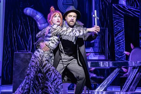 Aimie Aitkinson as Delia and Alasdair Harvey as Charles Deetz in Beetlejuice The Musical