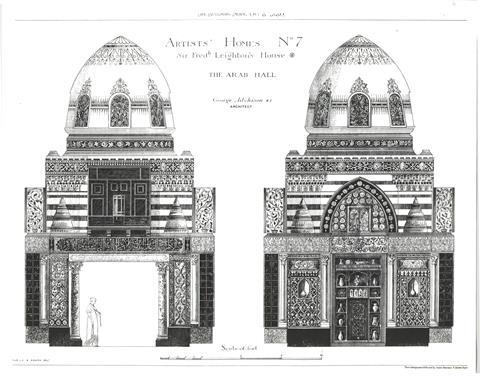 A drawing of the Arab Hall at Leighton House